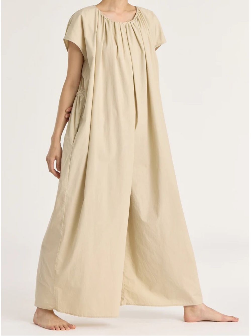 Black Crane Shirred Jumpsuit - Oyster - Picture 2 of 10